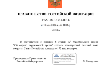 Правительство РФ утвердило создание зелёного пояса для Санкт-Петербурга и Ленинградской области
